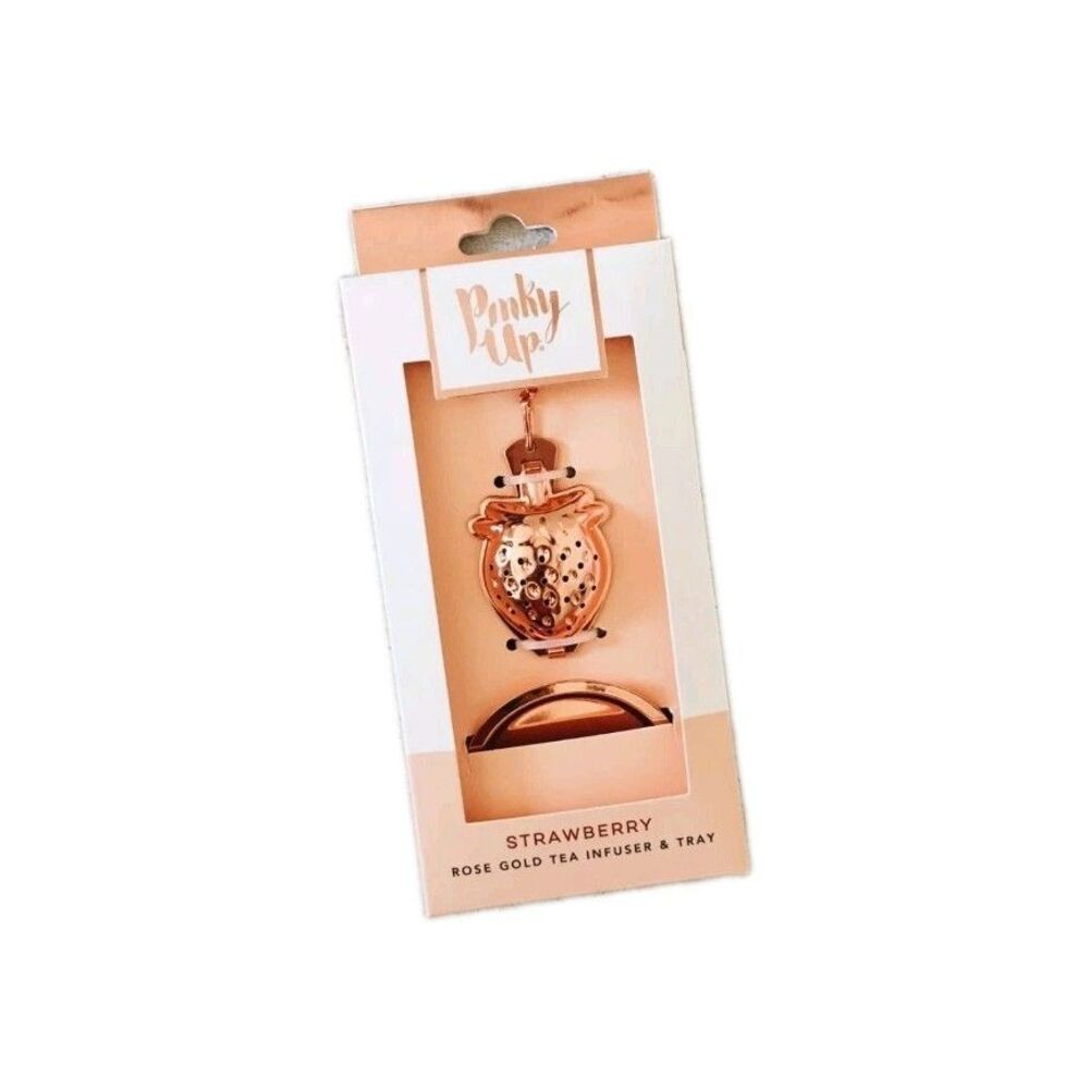 Pinky Up STRAWBERRY Tea Infuser & TRAY  Rose Gold Color